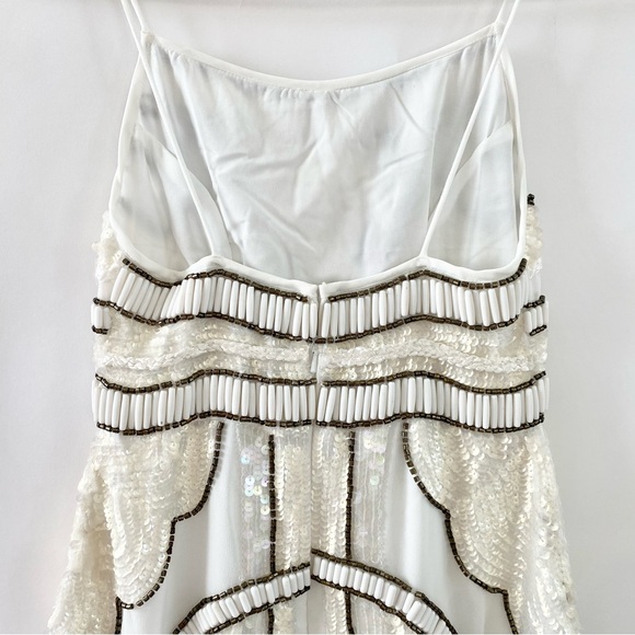 NWT Petite Embellished Beads Sequins Leg Slit Mini Dress White 0 - Picture 9 of 15